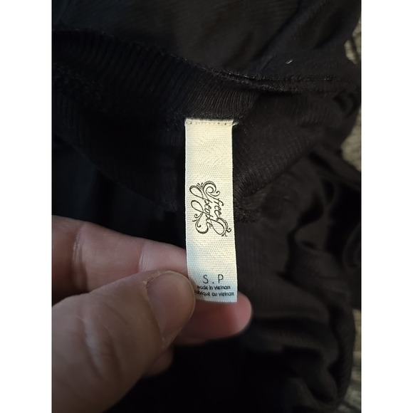 Free People Womens BLACK January Ribbed Scoop Neck Long Sleeve Tunic T-Shirt S - Picture 7 of 7